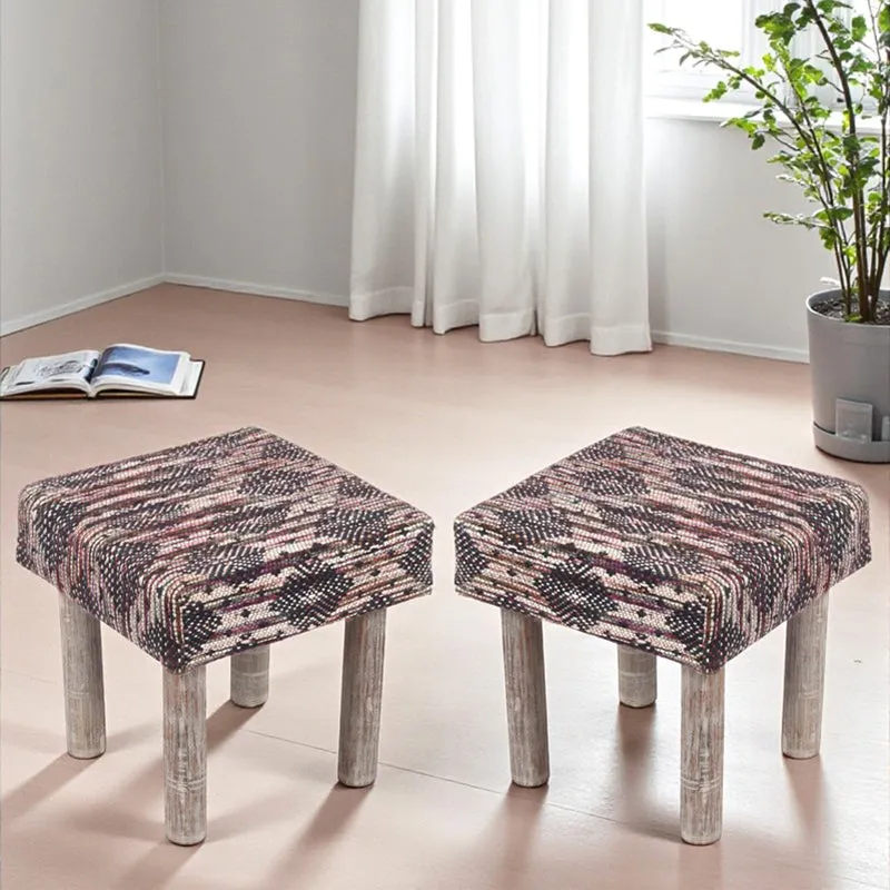 Savro Sheesham Wooden Stools (Multicolor) - Set Of Two media 1