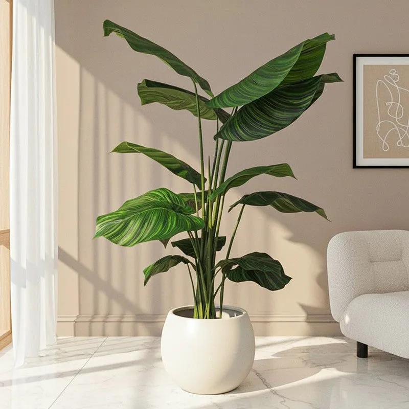 Verona Artificial Banana Plant With Black Plastic Pot - 4 Feet media 1