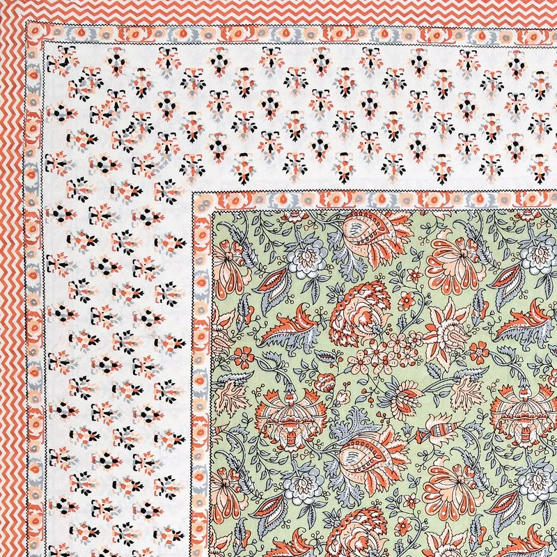 BlossomAura Cotton Bedsheet (Peach) - 144 TC media 5