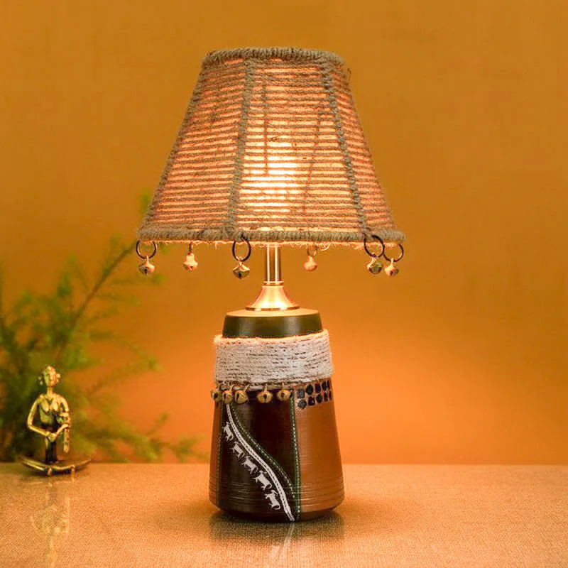 Alina Hand Knitted Terracotta Table Lamp - Multicolor media 1
