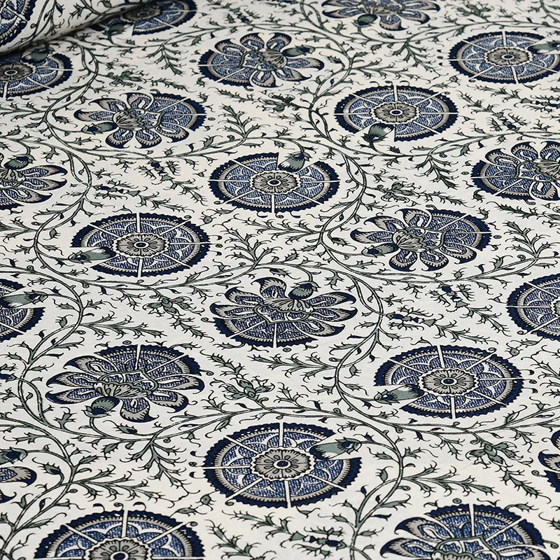 Caedra Ethnic Cotton Bedsheet (Blue) - 180 TC media 4