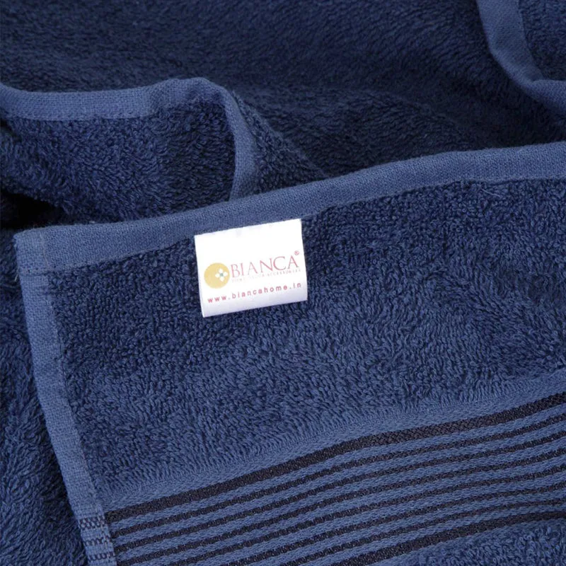 Nuage Cotton Bath Towel (Navy Blue & White) - Set Of Two media 4