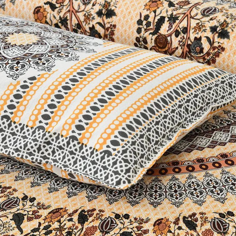 Pushkara Ethnic Cotton Flat Bedsheet (Yellow) - 160 TC media 5