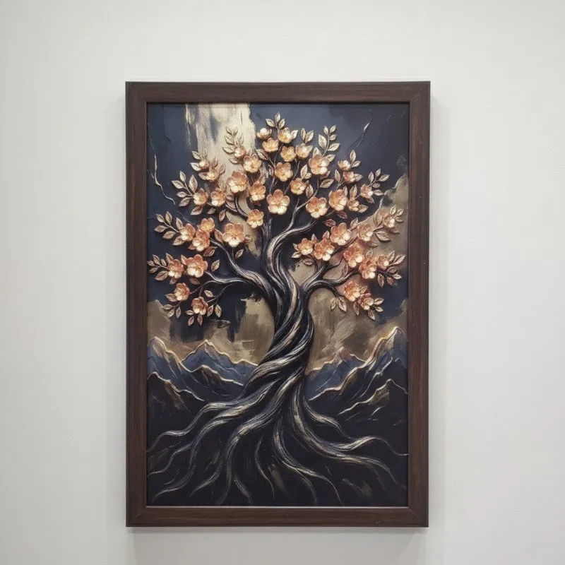 Serene Blossom Tree Wall Painting With Frame media 3