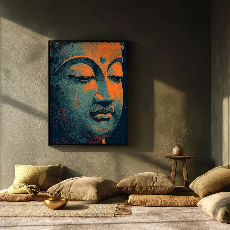 Vivid Serenity Buddha Archival Paper Wall Painting With Black Frame media 3