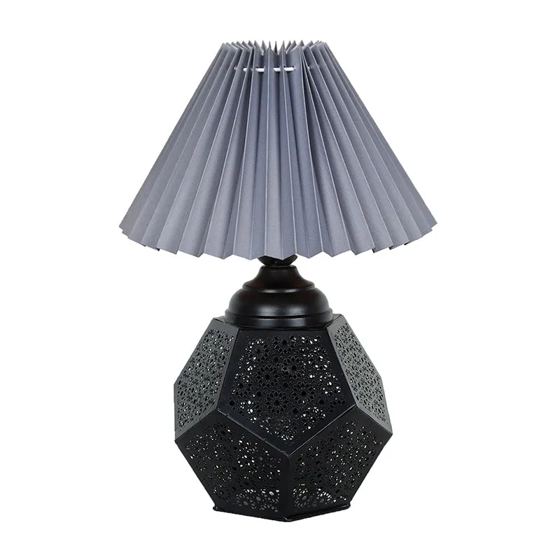 French Pleat Hex Metal Table Lamp - Grey,Black media 3