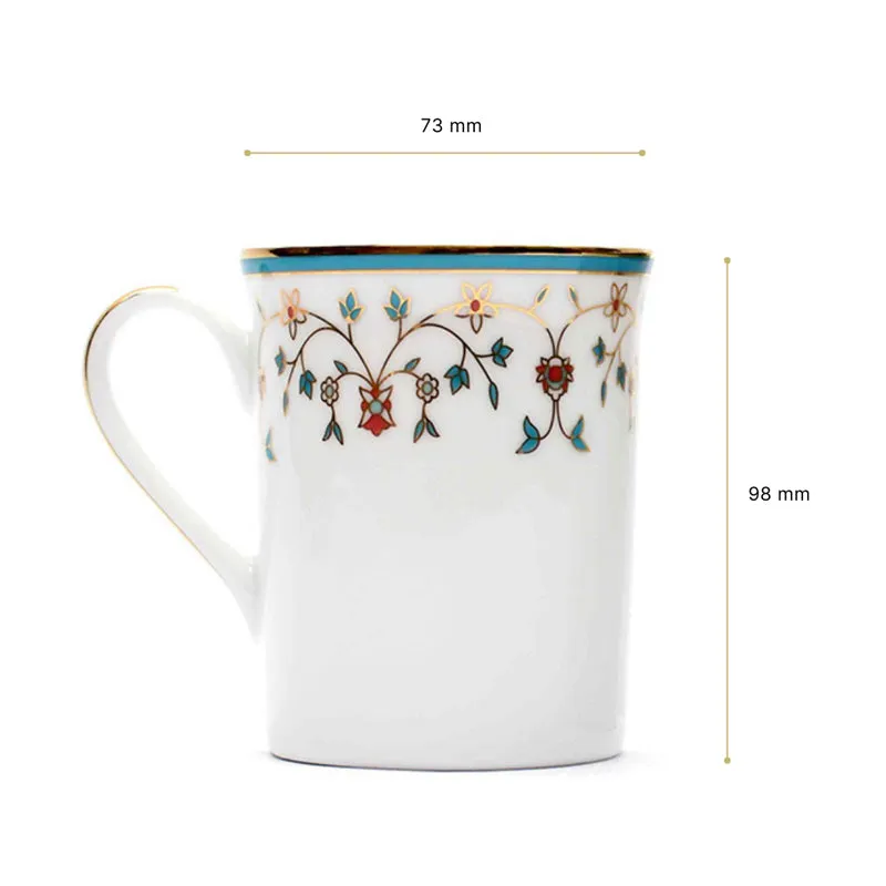 Gilded Mavi Classic 24k Gold Brushed Porcelain Coffee Mug (300 mL Each) - Set Of Six media 8
