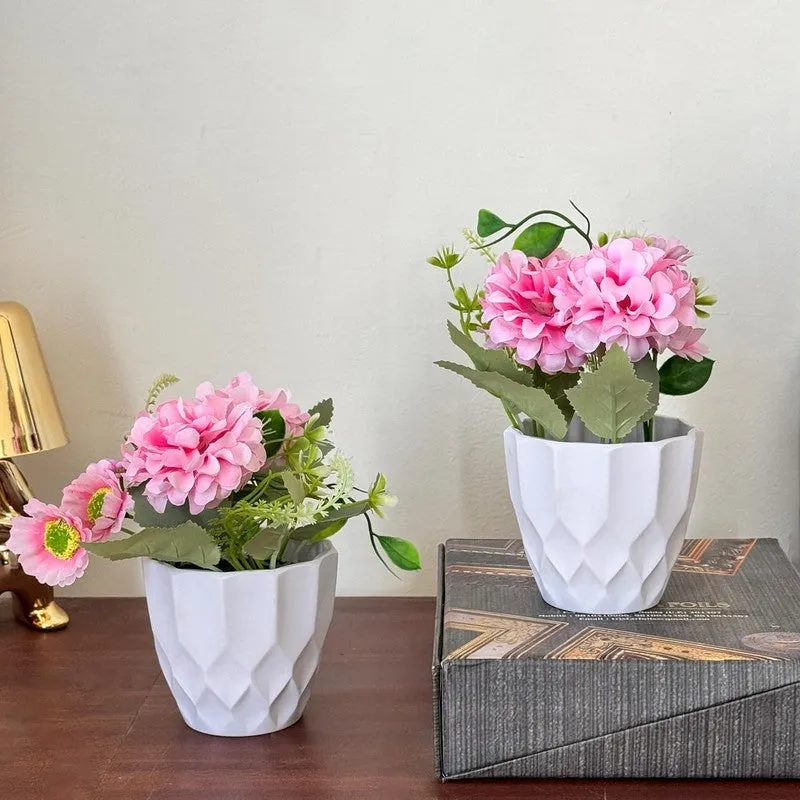 Cadris Ceramic Vase With Artificial Flower (Pink) - Set Of Two media 3