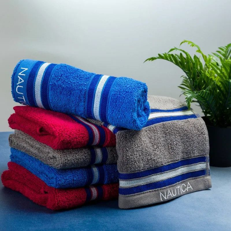 Nautica Dove Dual Down Cotton Hand Towel (Red,Blue & Grey) - Set Of Six media 3