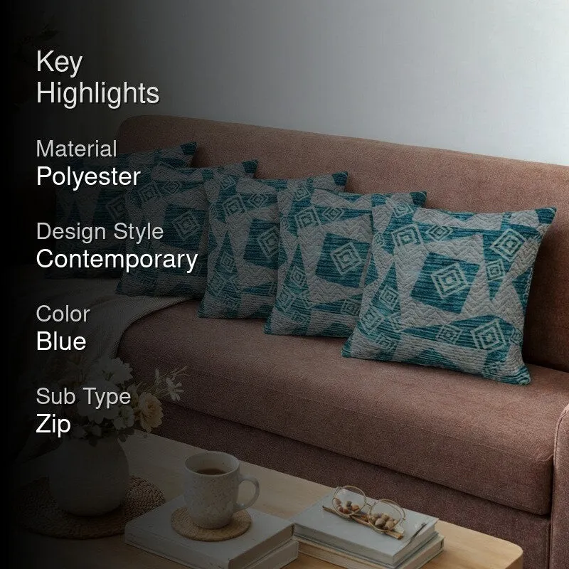 SquareDrift Cushion Cover (Blue) - Set Of Five media 2
