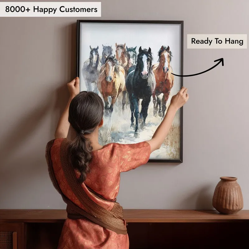 Running Horse Symphony Wall Painting With Black Frame media 8