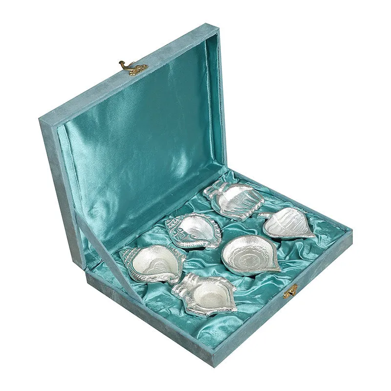Shankh Aluminium Diya - Set Of Six media 7