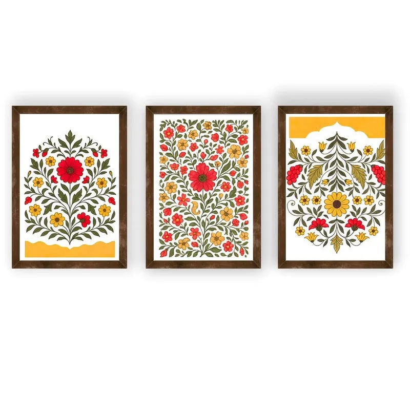 Indigo Garden Paper Wall Painting With Frame - Brown media 5