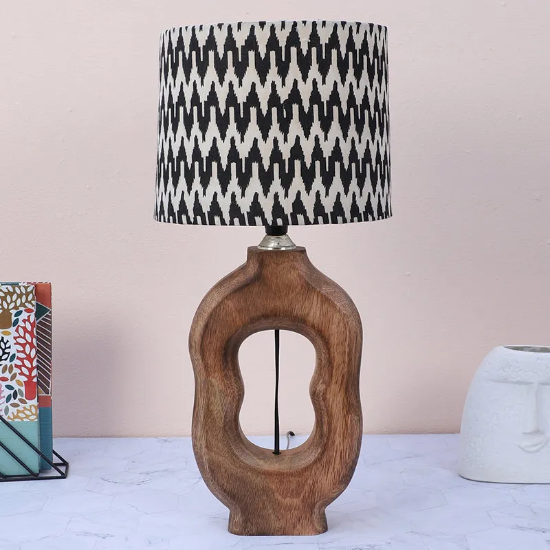 Chevronic Hewn Printed Mango Wood Table Lamp - Black,White media 2