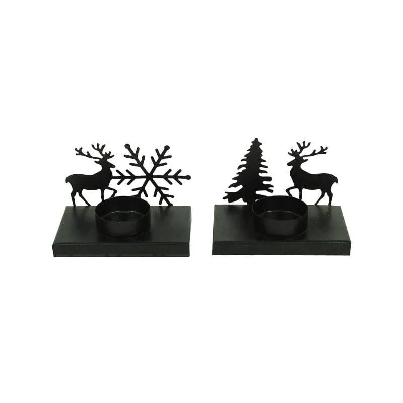 Snowy Glow Tealight Candle Holder (Black) - Set Of Two media 4