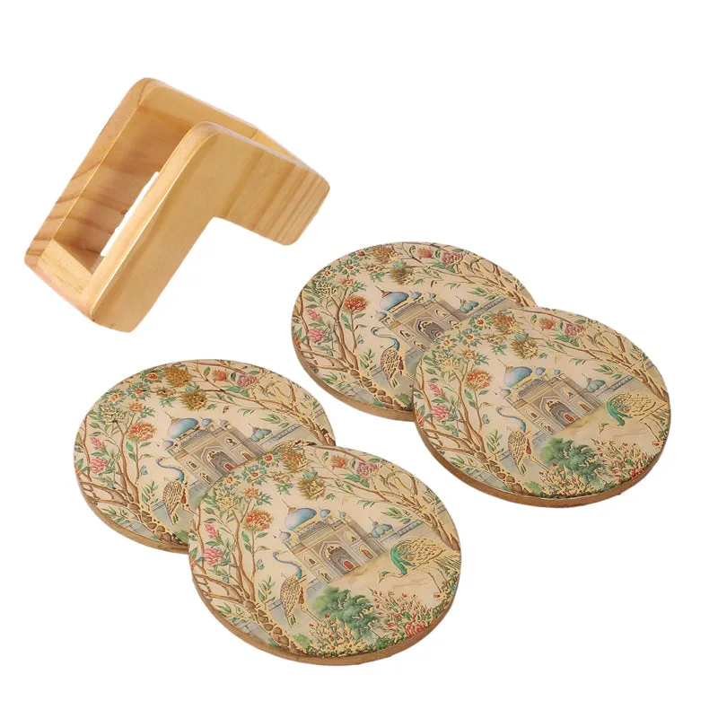 Royal Eden Wooden Coasters with Stand - Five Piece Set media 3