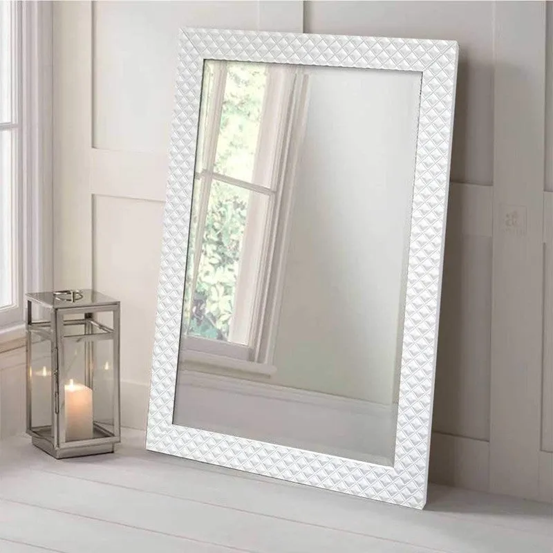 Regalyn Wall Mirror With Wooden Frame - White media 3
