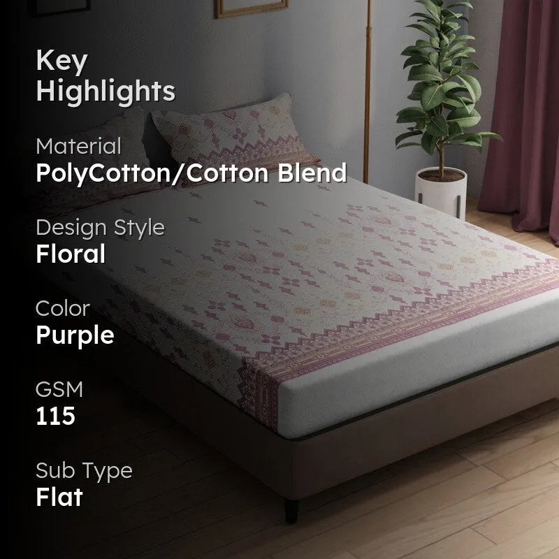 Elvric Bedsheet (Purple) - 115 GSM media 2