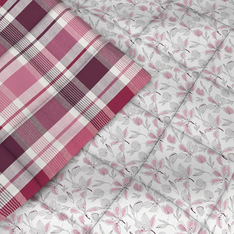 Frances Reversible Floral Cotton Microfiber Comforter (Pink) - 120 GSM media 5