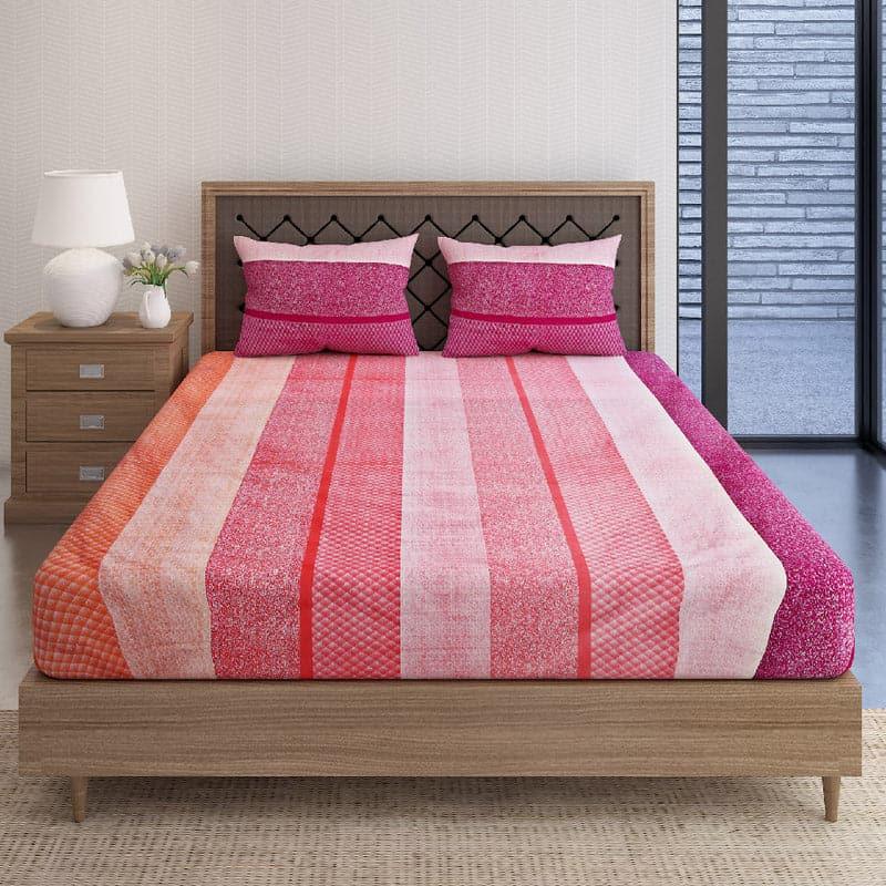 Swayam Yela Pastel Stripe Cotton Bedsheet (Pink) - 160 TC media 3