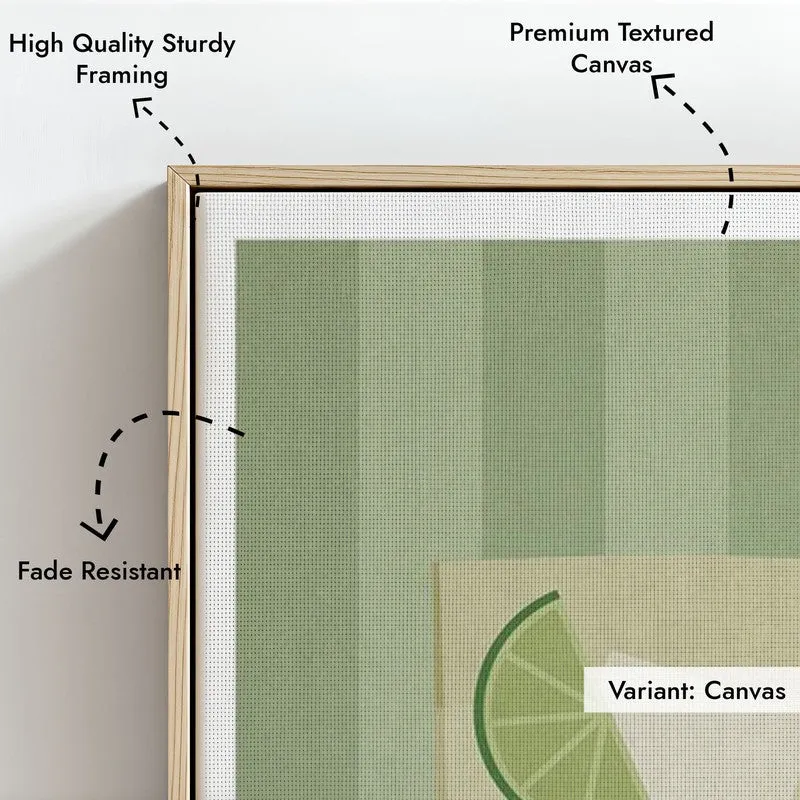 Gin & Tonic Framed Canvas Archival Canvas Wall Painting - Natural Brown Frame media 5