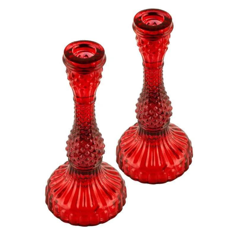 Roxxy Glass Candle Stand (Red) - Set Of Two media 4