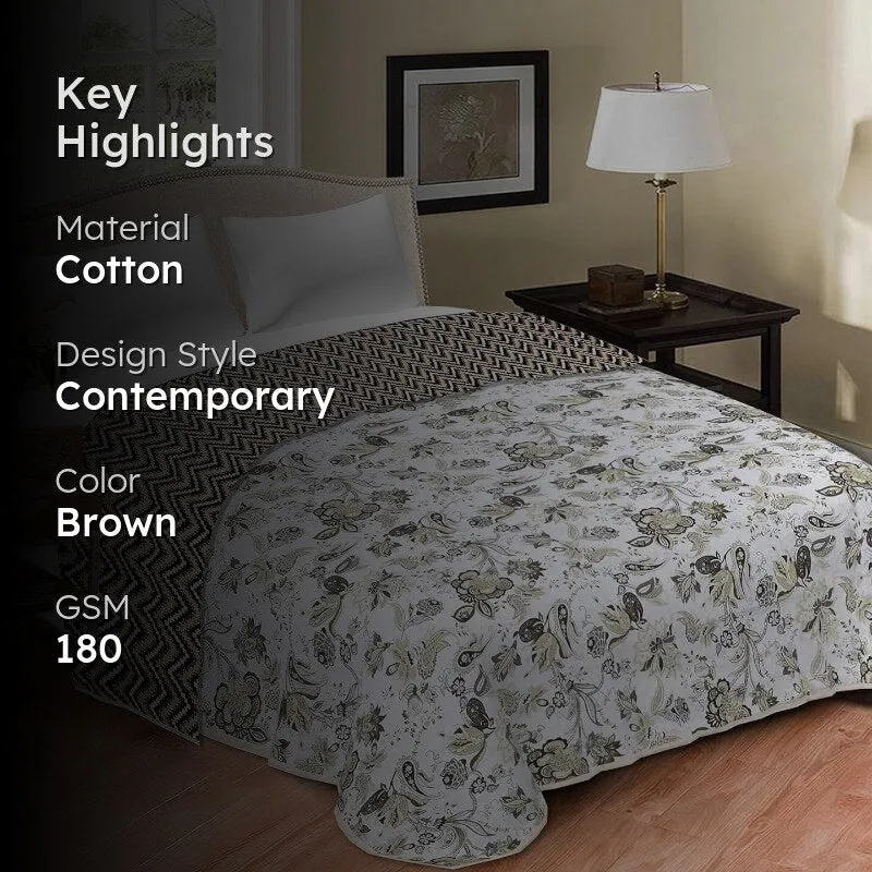 Prisha Ethnic Reversible Cotton Dohar (Brown) - 180 GSM media 2