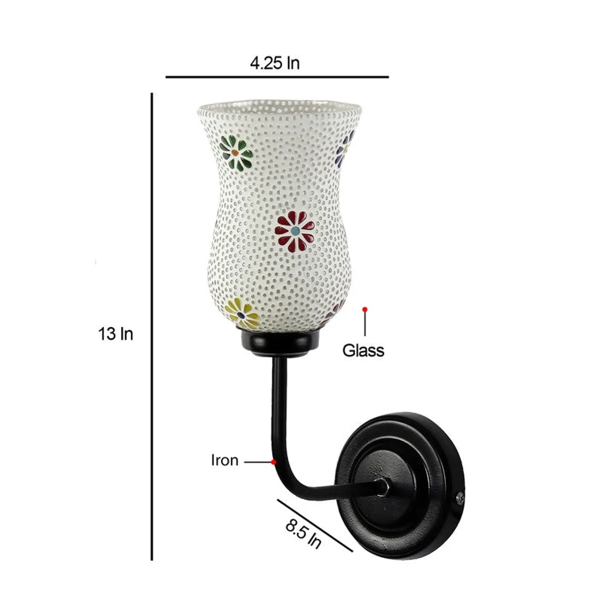 Daisy Dot Mosaic Arc Glass Wall Lamp - 10