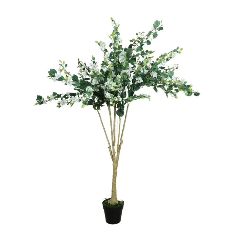 Artificial White Bougainvillea Plant With Black Fiber Pot - 6.3 Feet media 6