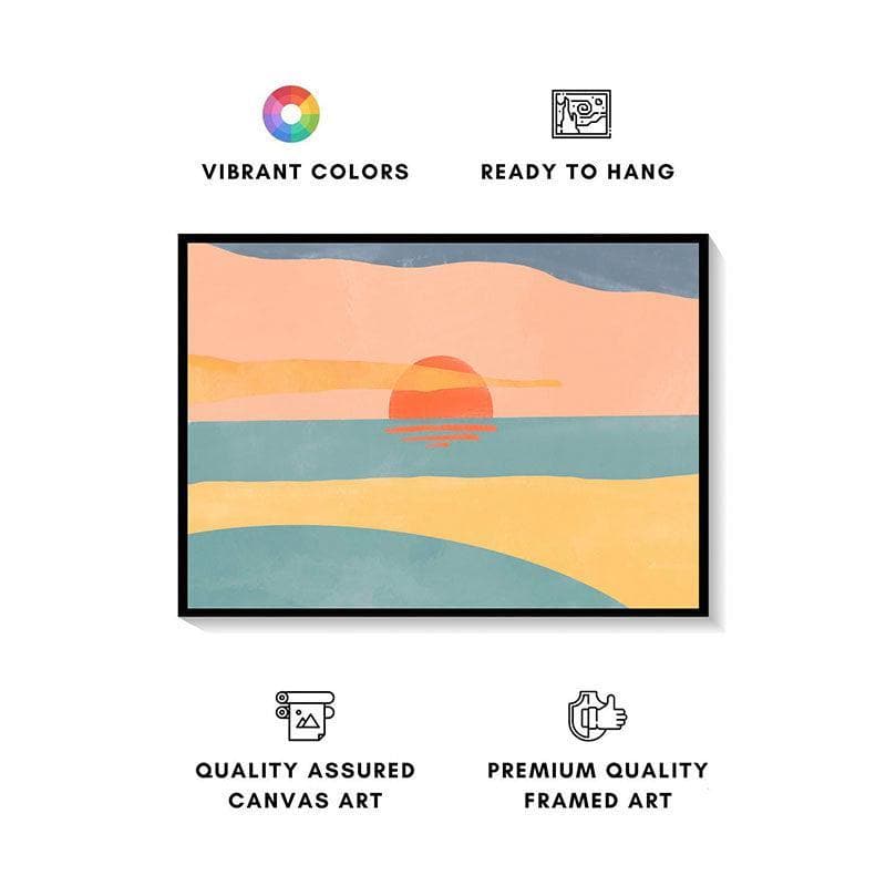 Watercolor Sunset Canvas Painting - Black Frame media 4