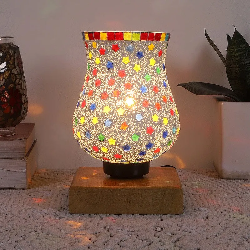 Tinker Mosaic Glass Table Lamp With Wooden Base - Multicolor media 3