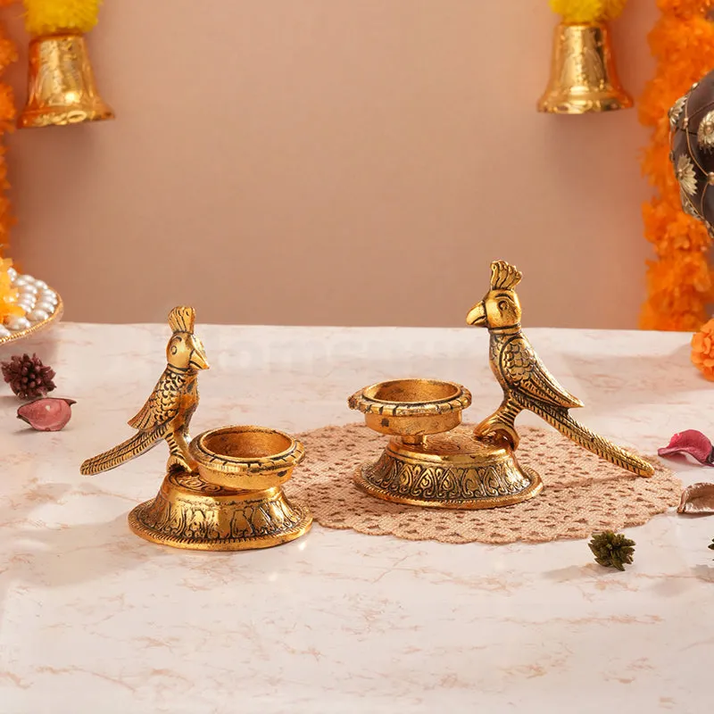 Thotha Ornate Tea Light Holder (Gold) - Set Of Two media 1