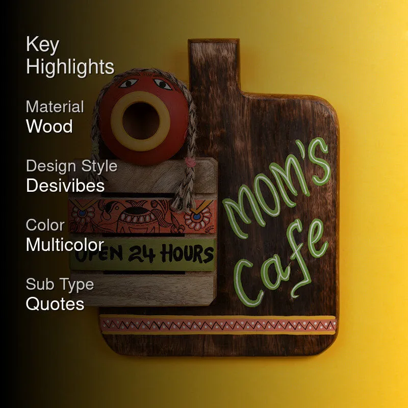 Moms Cafe Ethnic Handcrafted Wooden Wall Accent media 2