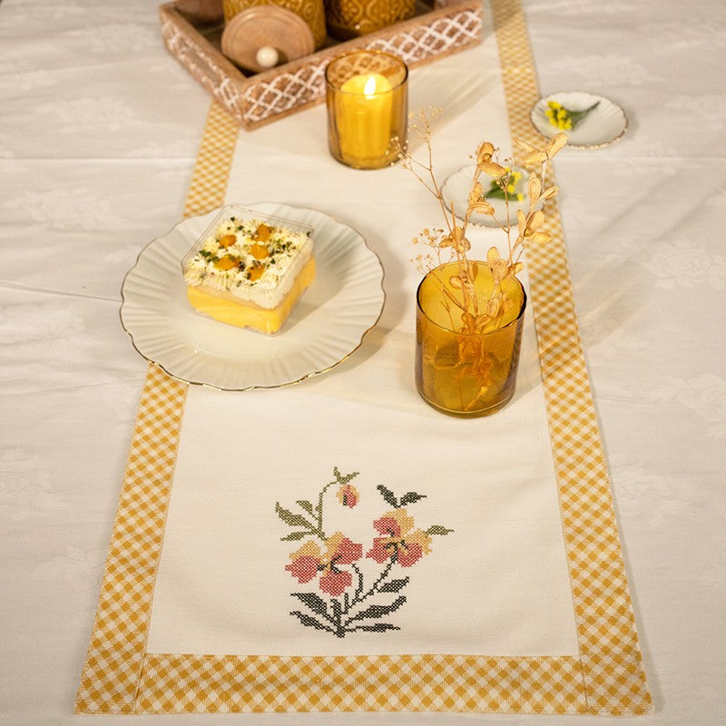 Golden Flora Cotton Table Runner