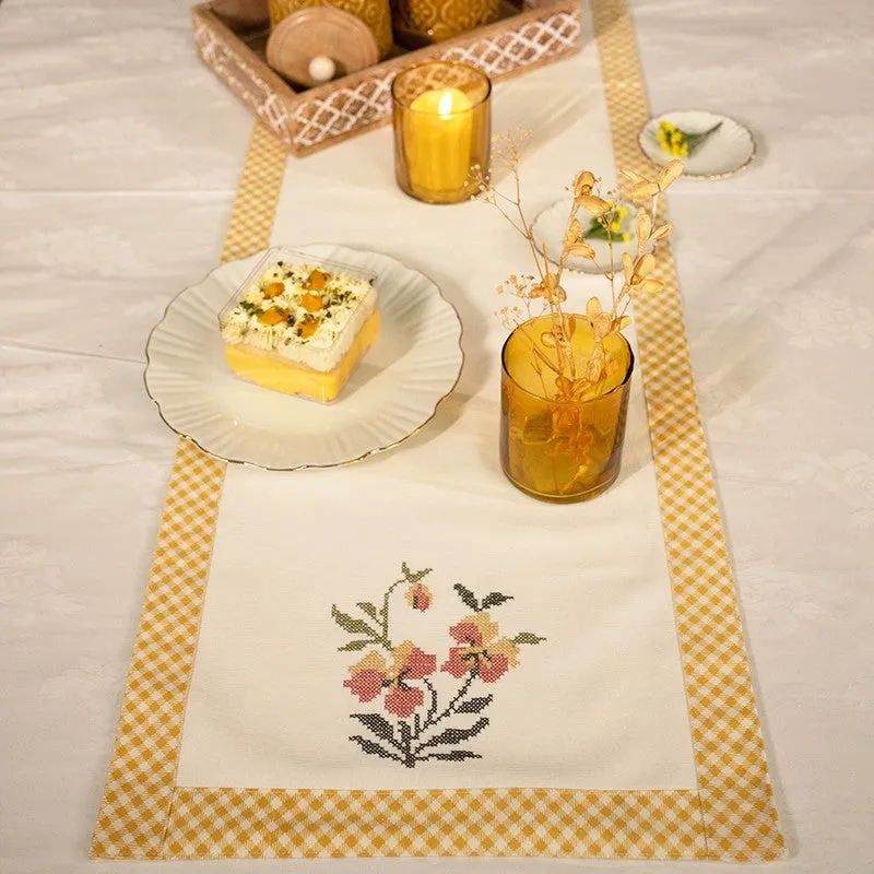 Golden Flora Cotton Table Runner media 1