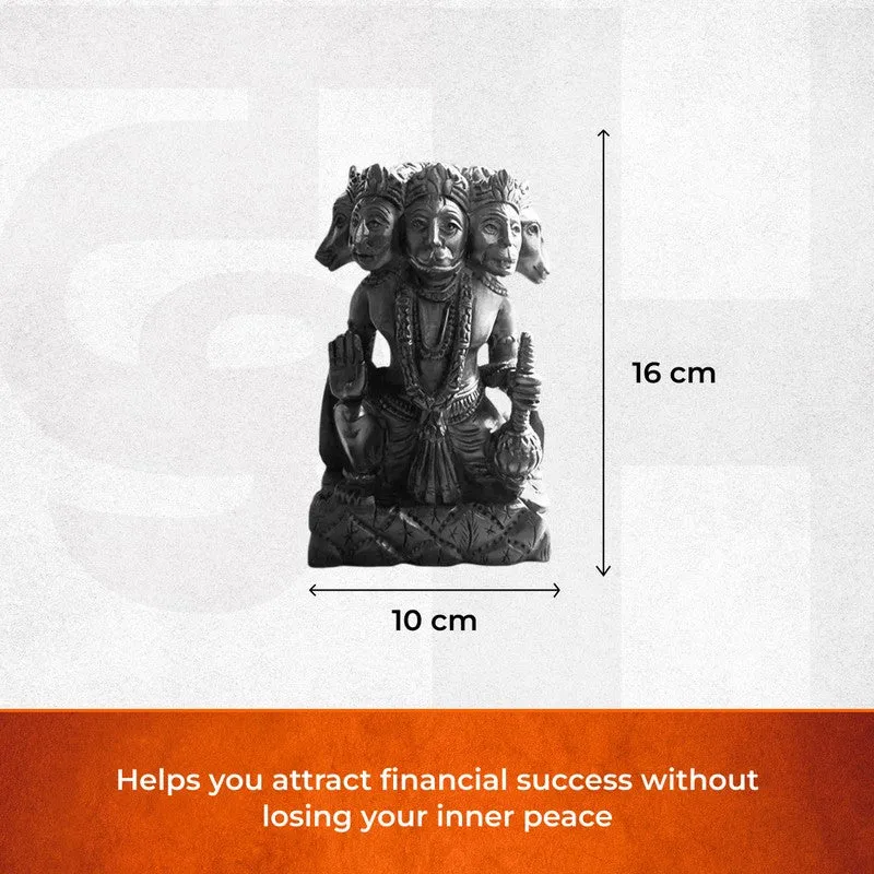 Panchmukhi Hanuman Ebony Wood Divine Idol media 9