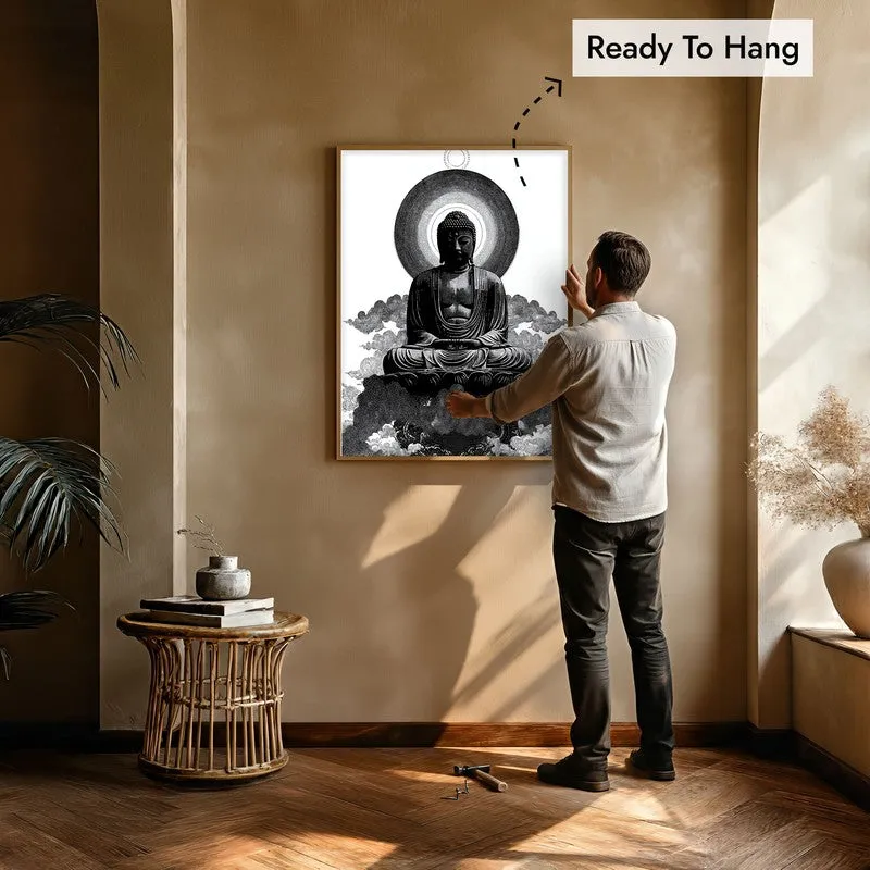Buddha of Inner Stillness Wall Painting With Brown Frame media 6