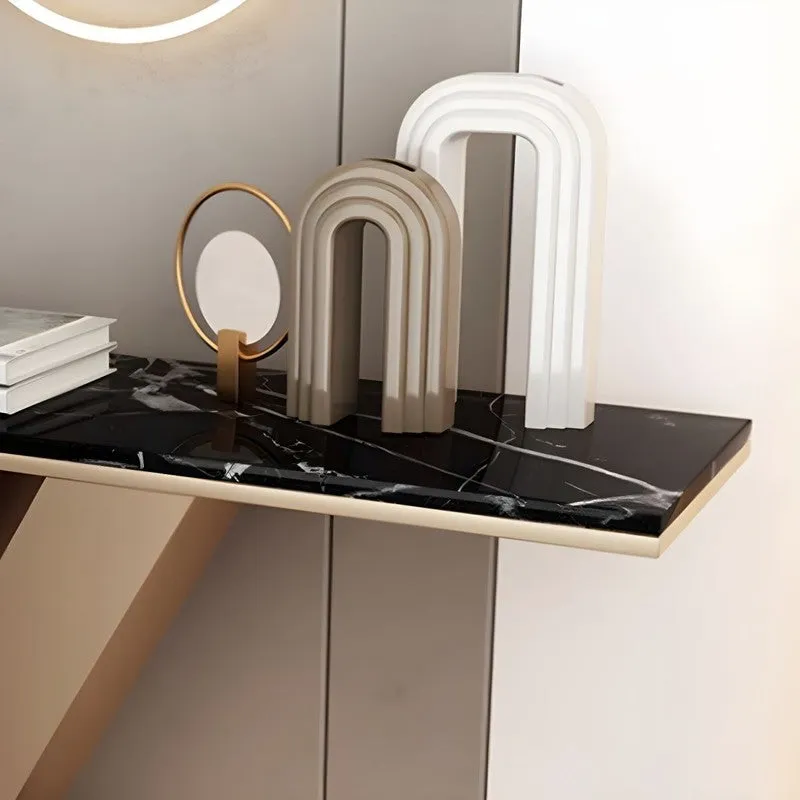 Narrow Foyer Metal Console Table with Marble Top - Small media 5