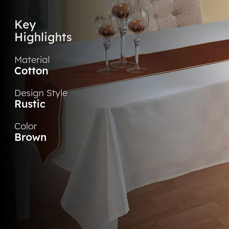 Swayam Solid Sephire Cotton Table Runner (Brown) media 2