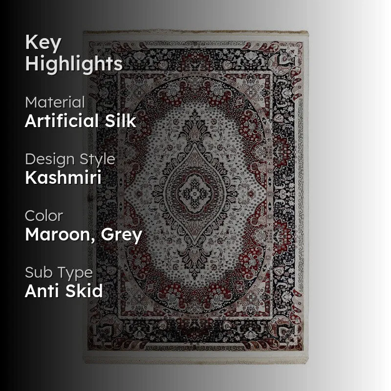 Noorza Art Silk Carpet - Maroon media 2