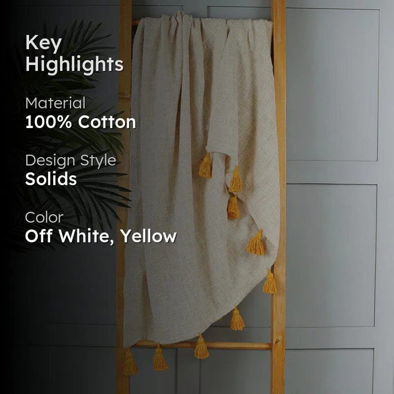 Tassura Tasselled Cotton Throw - Yellow media 2