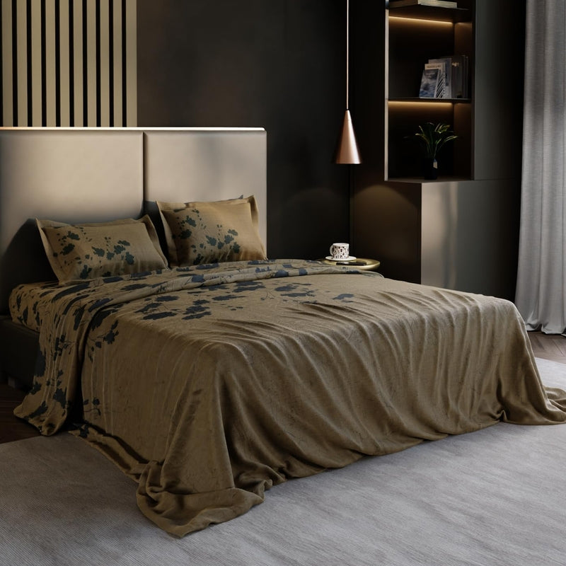 Ochre Shade Pure Cotton Bedsheets - 150 TC