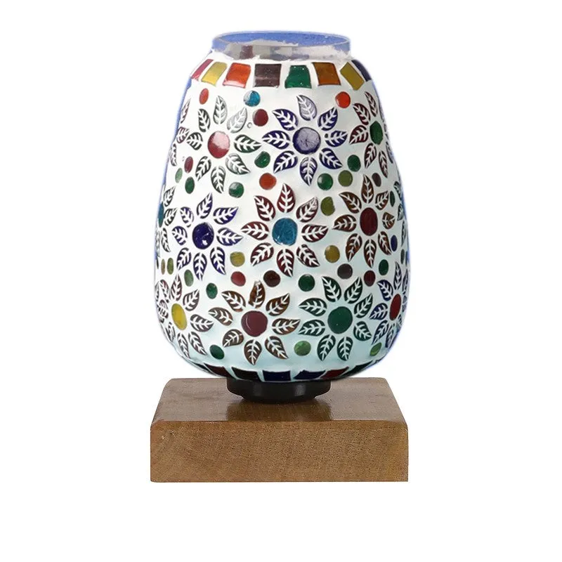 Arvyn Glass Table Lamp With Wooden Base - Multicolor media 5