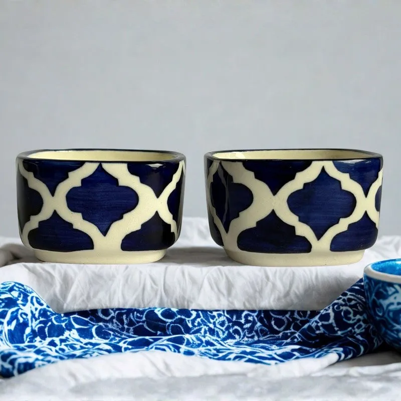 lanix Ceramic Dip Bowls (Blue,White ,50 mL Each) - Set Of Two media 3