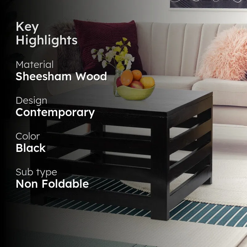 Pervon Sheesham Wooden Center Table - Black media 2