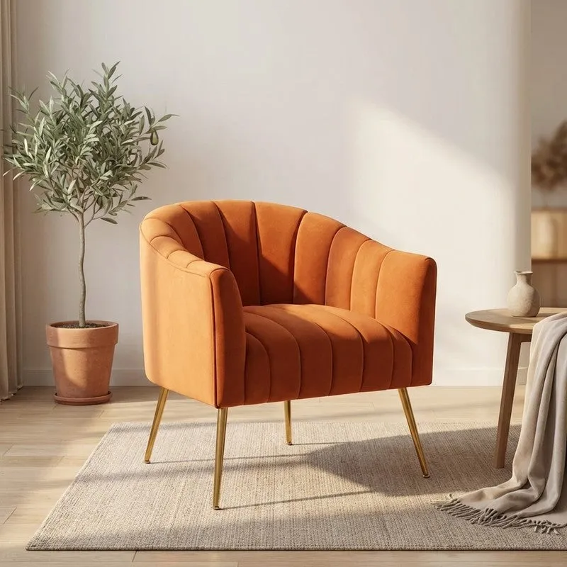 Plaino Neem Wood Accent Chair - Orange media 1