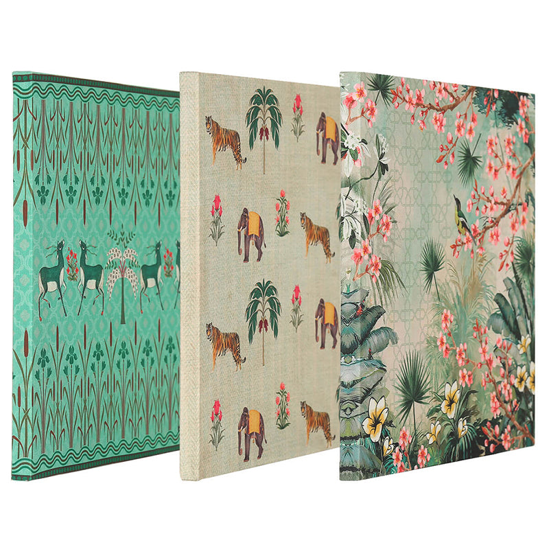 India Circus Tiger & Trunk Canvas Wall Art - Set Of Three media 4