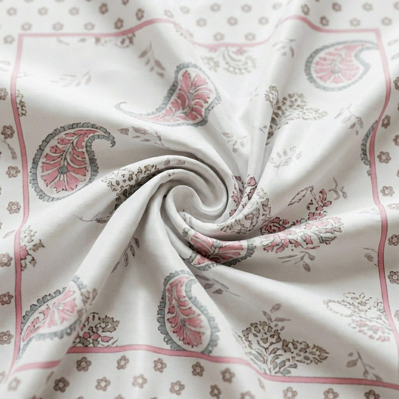 Paisley LaLa Land Cotton Bedsheet (Rust,Red) - 170 TC media 5