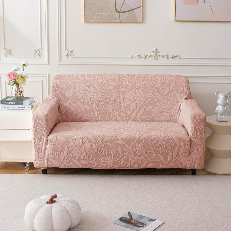 Armor Jacquard Floral Polyester Sofa Cover - Pink media 5