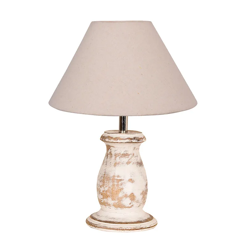Elahim Rustic Wooden Table Lamp - Beige,White media 4